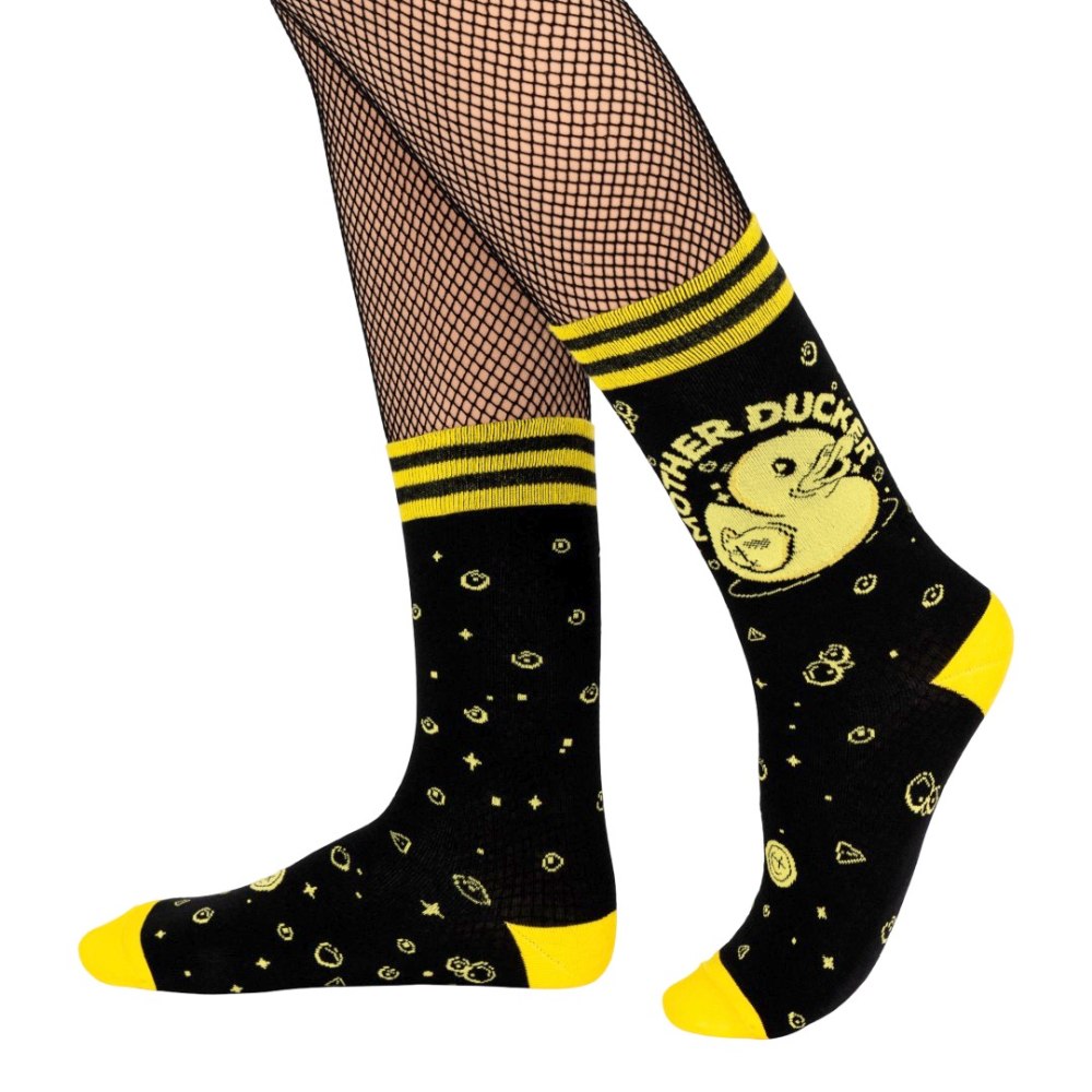 Footclothes - Mother Ducker Sokken - Zwart/Geel